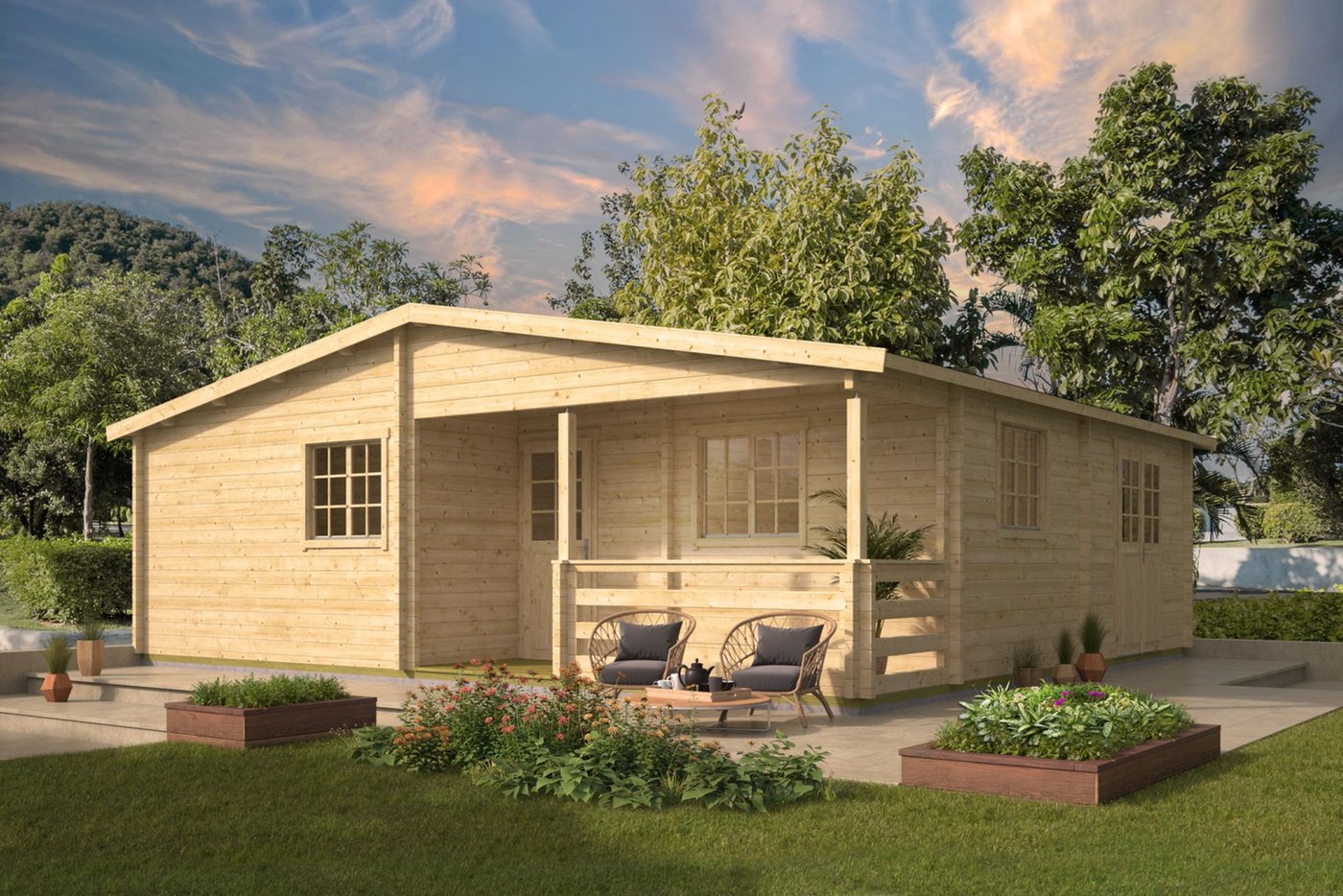 CASA DE MADERA MENCEY 3 HABITACIONES  70mm 848X941cm