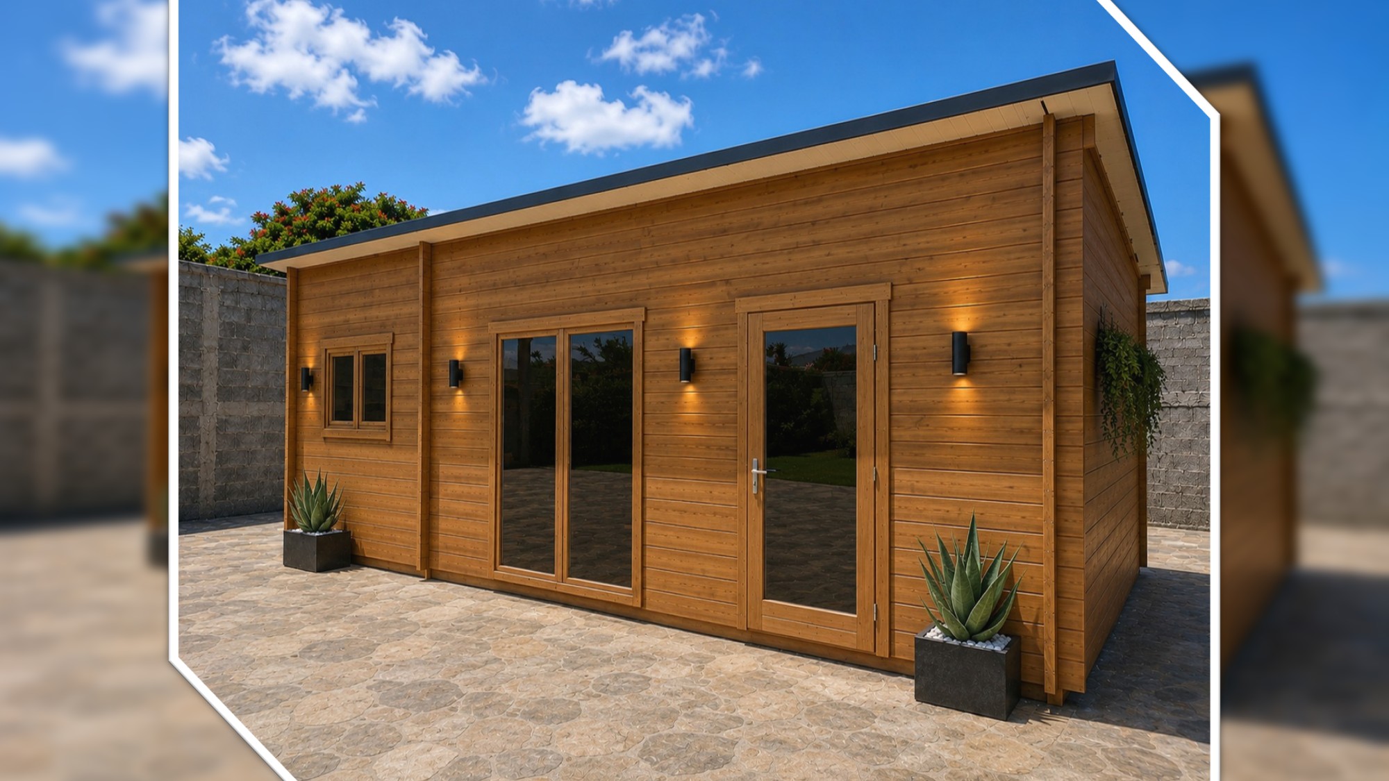 Casa de Madera Modelo La Laguna 5 ESTANCIAS 44mm 595x850 cm