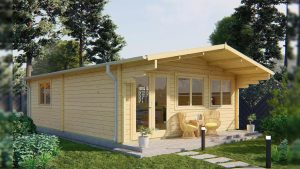 CASA DE MADERA MODELO CANARIAS 70mm 595X800 + 140 cm