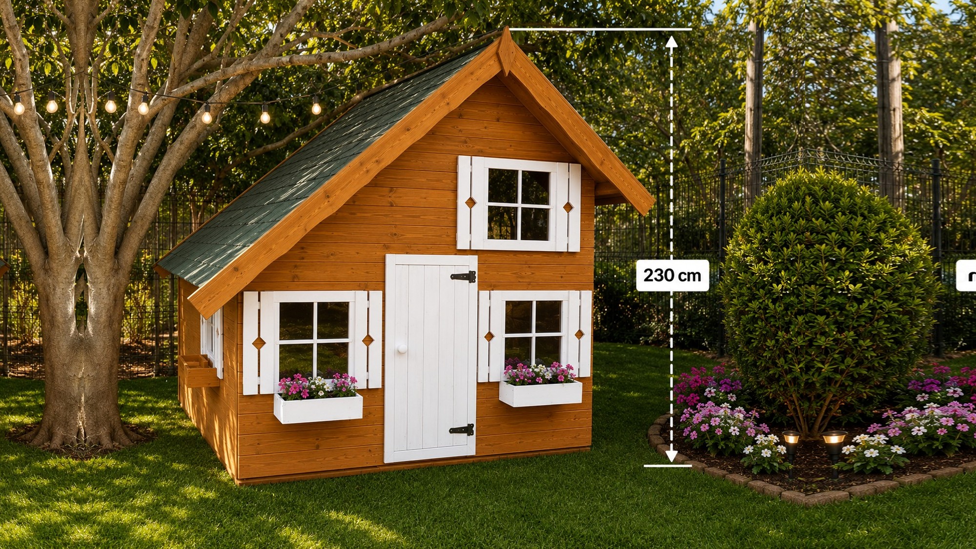 CASITA DE MADERA INFANTIL MODELO IBALLA 16 mm, 200x180 cm