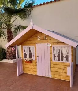 CASITA DE MADERA INFANTIL MODELO TELMA 16 mm 179x119+60 cm