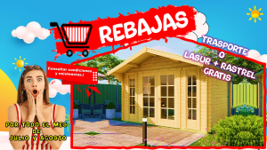 CABAÑA DE MADERA Mod. TIAS   380 X 290 Cm. 28mm. Ventanales