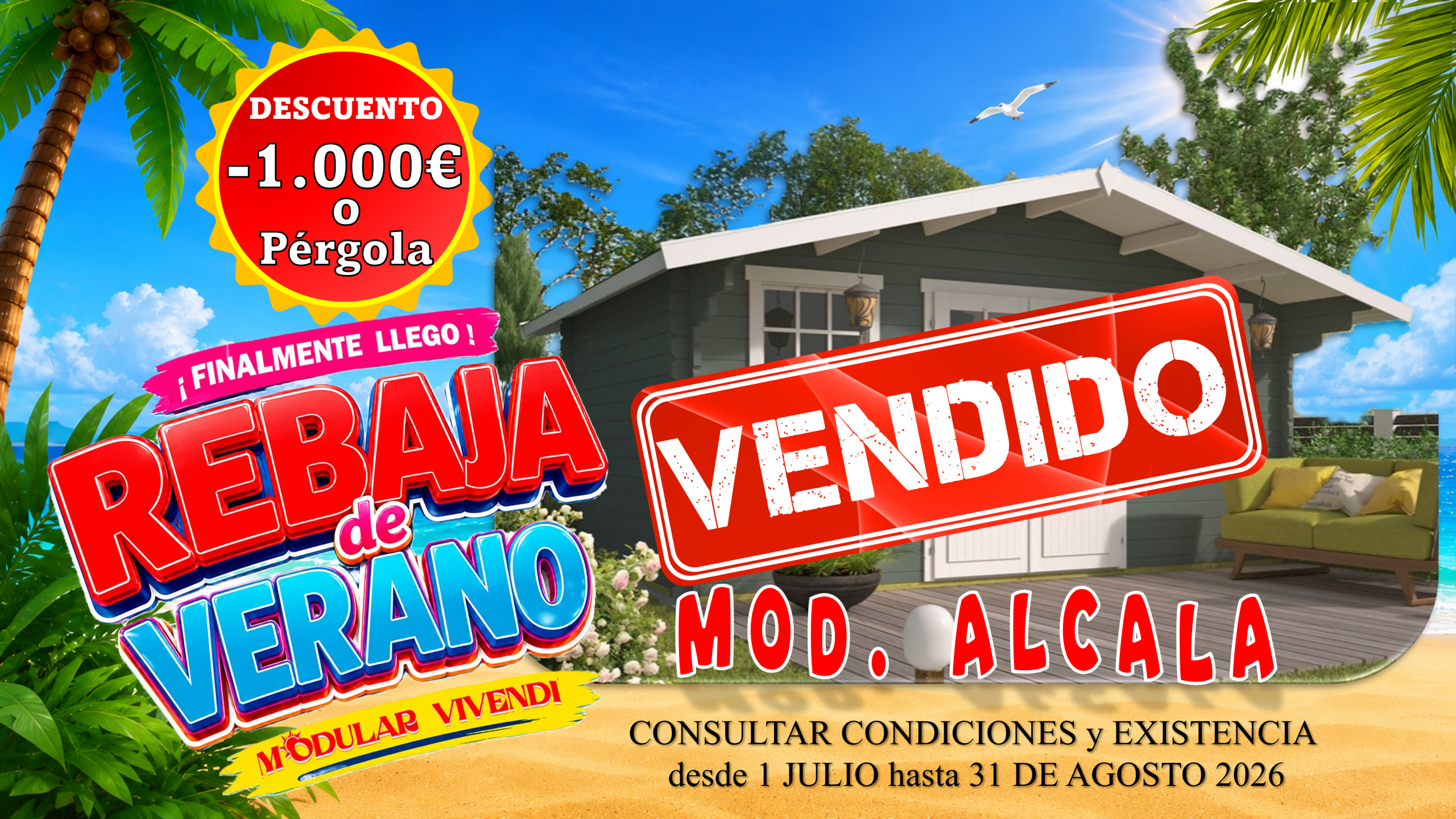 CASA DE MADERA Mod: ALCALÁ 45mm 500 x 380 + 0.90