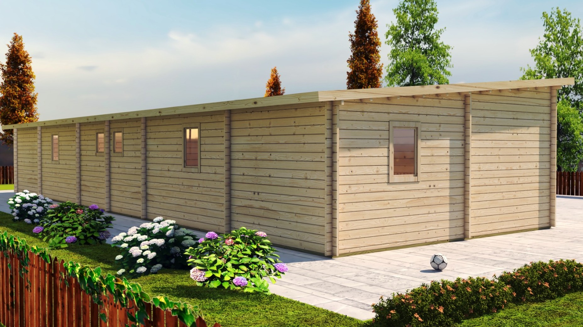 Casa de madera Modelo Laguna Doble 10 Estancias 45mm 1690x850 cm