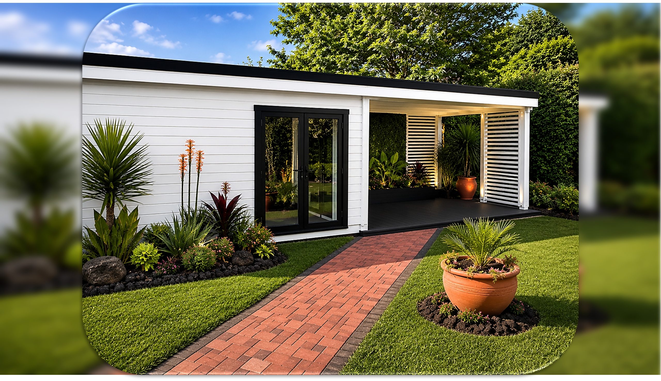 CASA Mod. ARONA CON PORCHE FRONTAL-400X490+400 CMS - 58MM-