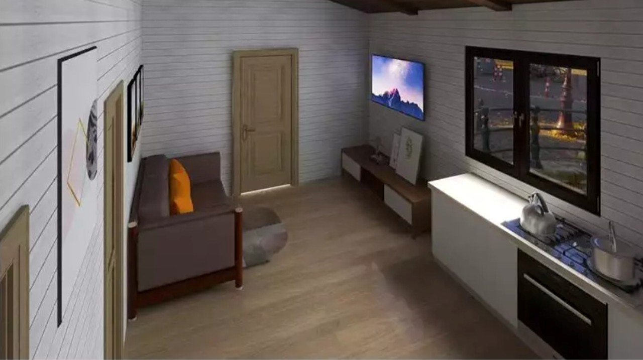 CASA MADERA MODELO LA OLIVA 3 ESTANCIAS 45mm 600X500 +75cm