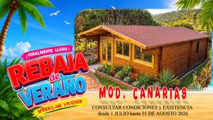 CASA DE MADERA MODELO CANARIAS 70mm 595X800 + 140 cm