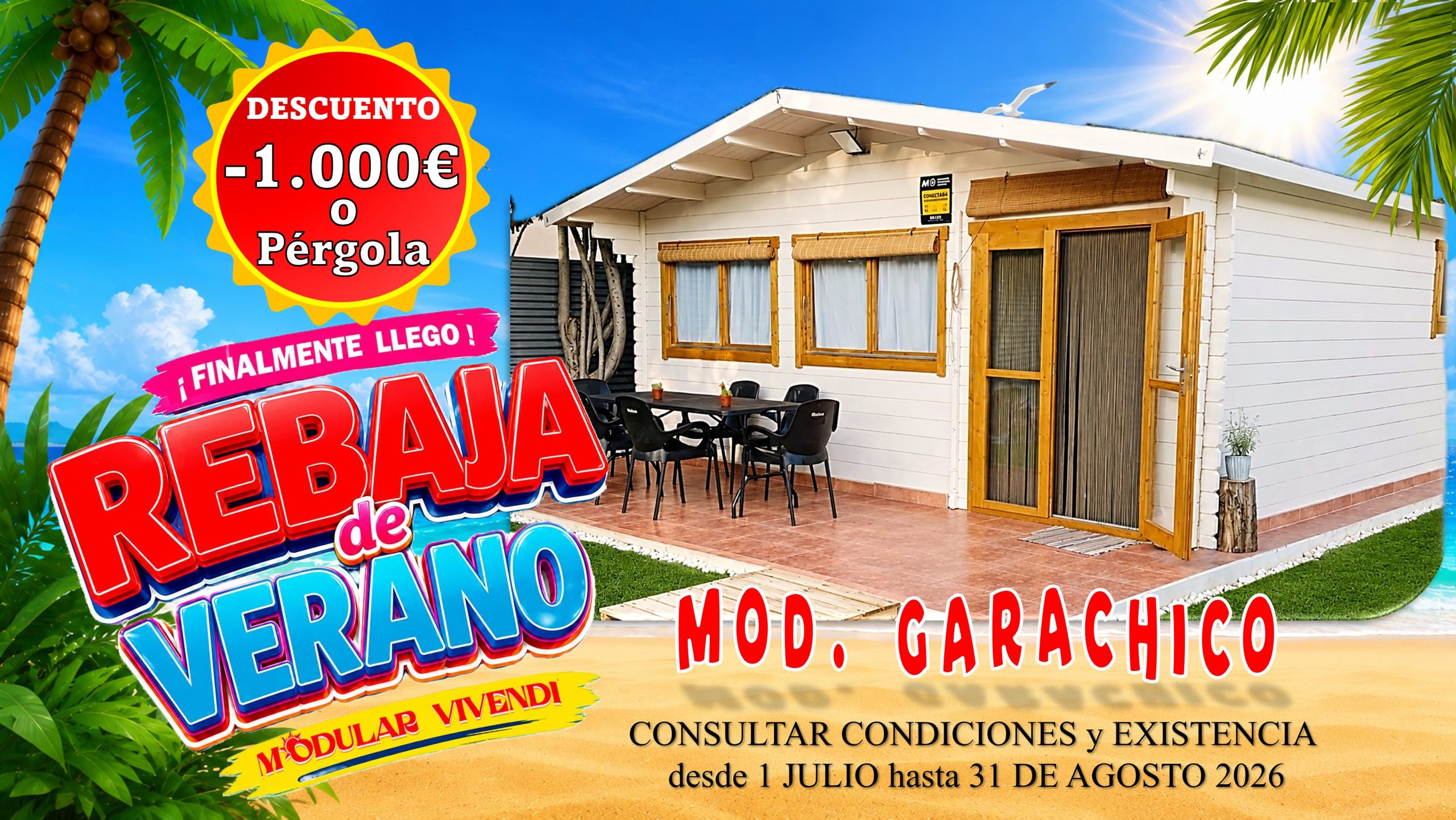 CASA MADERA MODELO GARACHICO 45mm 600X600+75cm