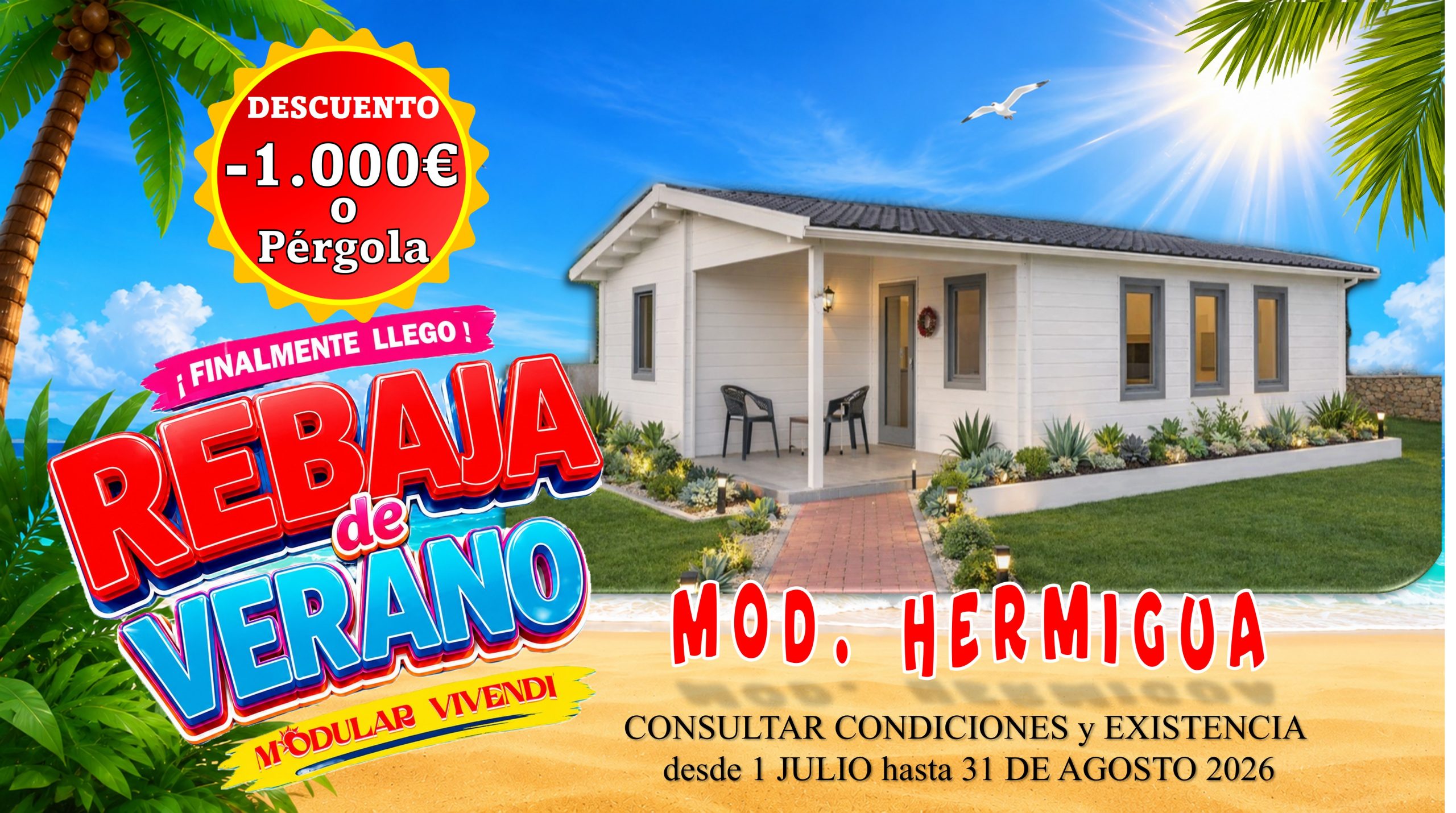 CASA DE MADERA MODELO HERMIGUA 6 ESTANCIAS 44mm 733x1032 cm