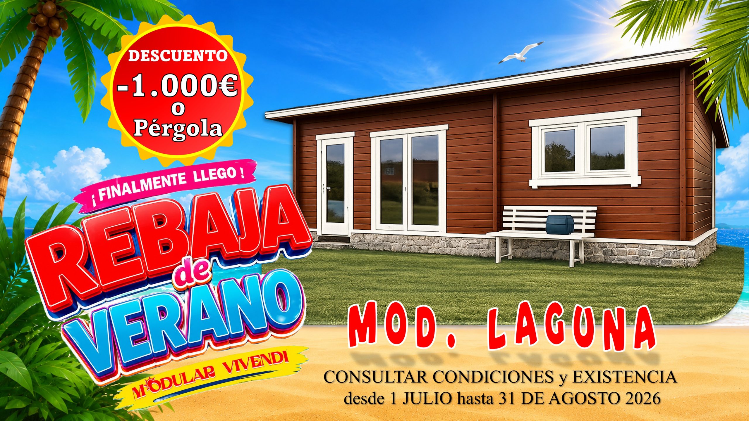 Casa de madera Modelo La Laguna 5 ESTANCIAS 44mm 595x850 cm