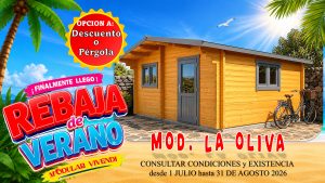 CASA MADERA MODELO LA OLIVA 3 ESTANCIAS 45mm 600X500 +75cm