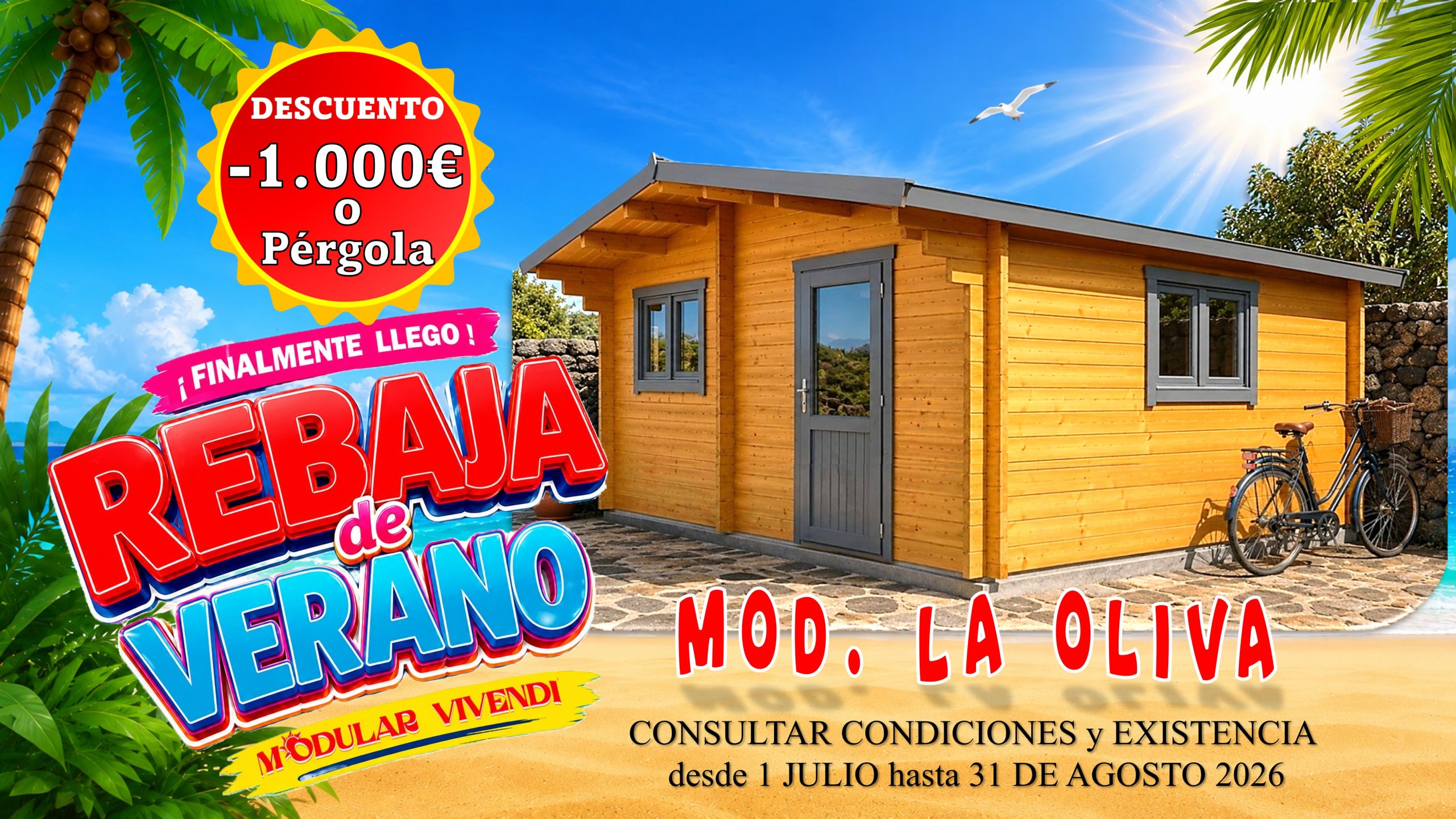 CASA MADERA MODELO LA OLIVA 3 ESTANCIAS 45mm 600X500 +75cm