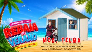CASITA DE MADERA INFANTIL MODELO TELMA 16 mm 179x119+60 cm
