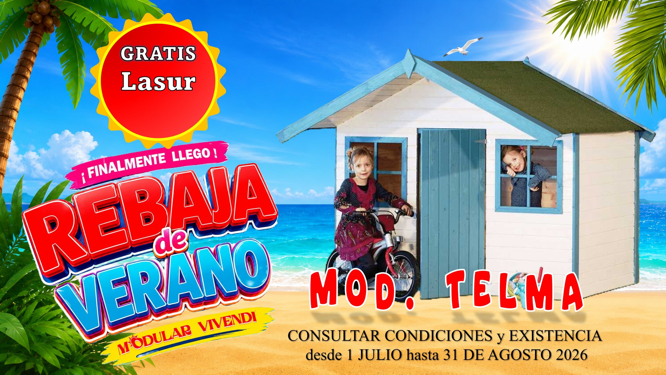 CASITA DE MADERA INFANTIL MODELO TELMA 16 mm 179x119+60 cm