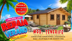 CASA DE MADERA MODELO TENERIFE CON 4 ESTANCIA 44mm 532x702 cm