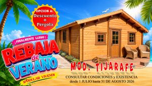 CASA DE MADERA MODELO TIJARAFE 5 ESTANCIAS 45mm 595X808 cm